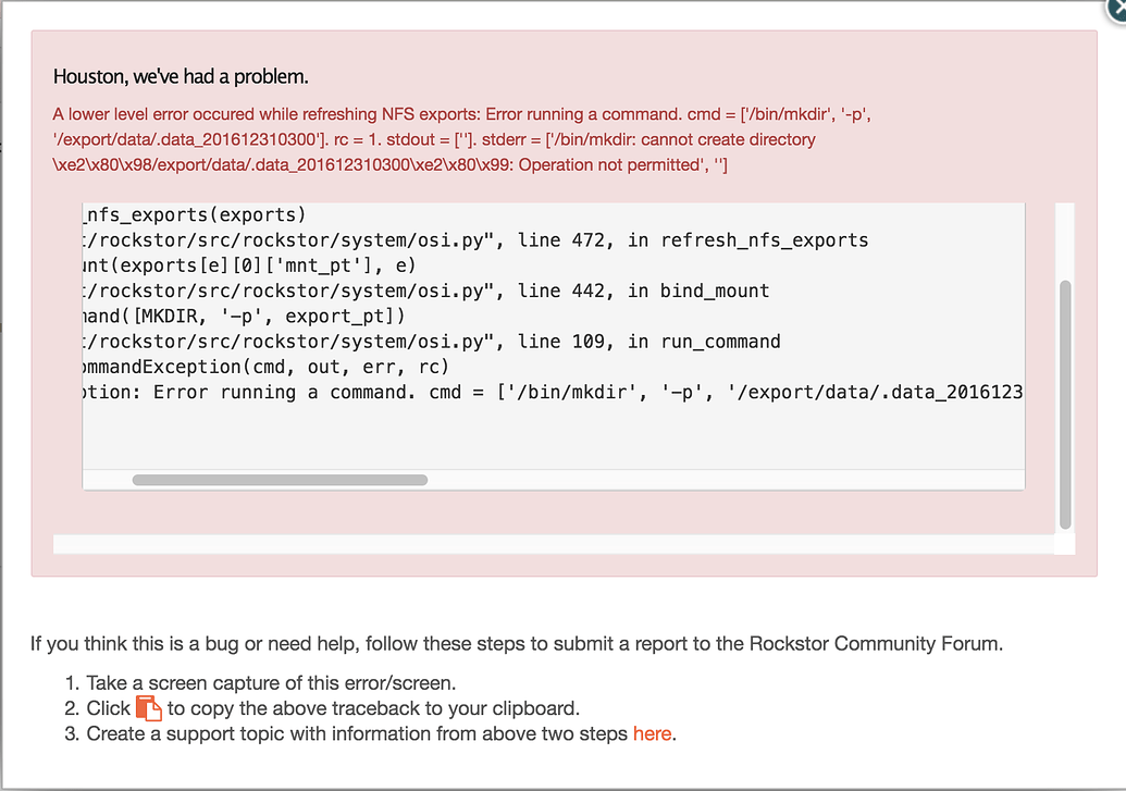A lower level error occurred while refreshing NFS exports: Error ...