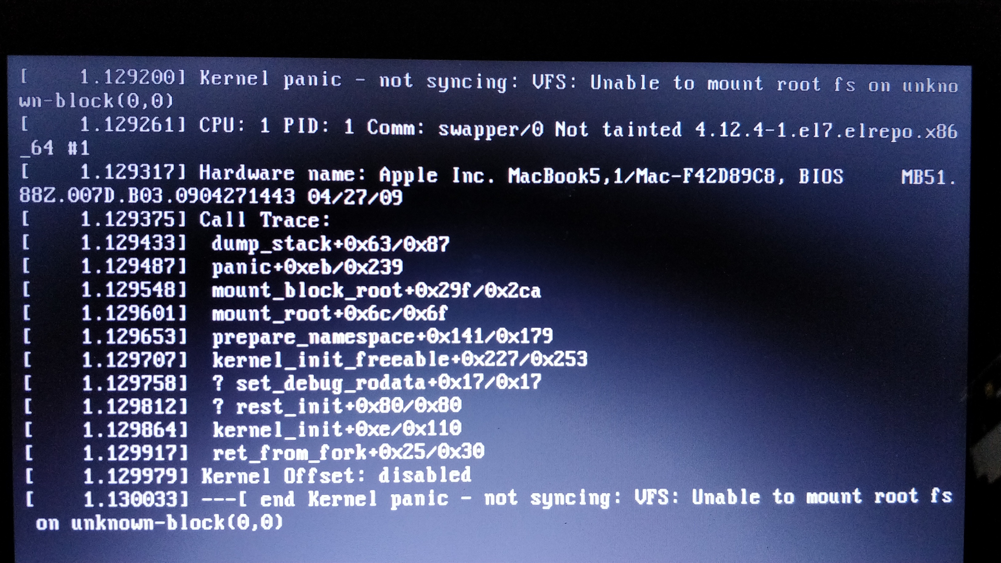 Kernel panic after update today.